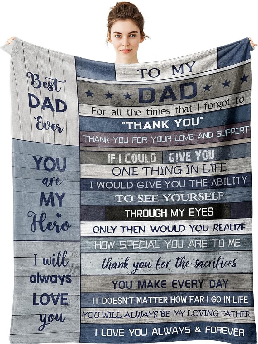 Yamco Dad Birthday Gifts Blanket - Dad Gifts from Daughter Christmas 60"x50" Blankets - Father Birthday Gifts for Dads Who Wants Nothing - Fathers Day Presents from Son - Best Daddy Ever Gift Ideas