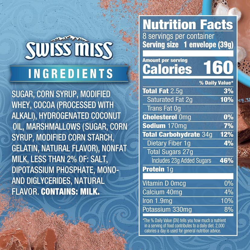 Swiss Miss Chocolate Hot Cocoa Mix With Marshmallows, 1.38 oz., 8-Count Envelopes