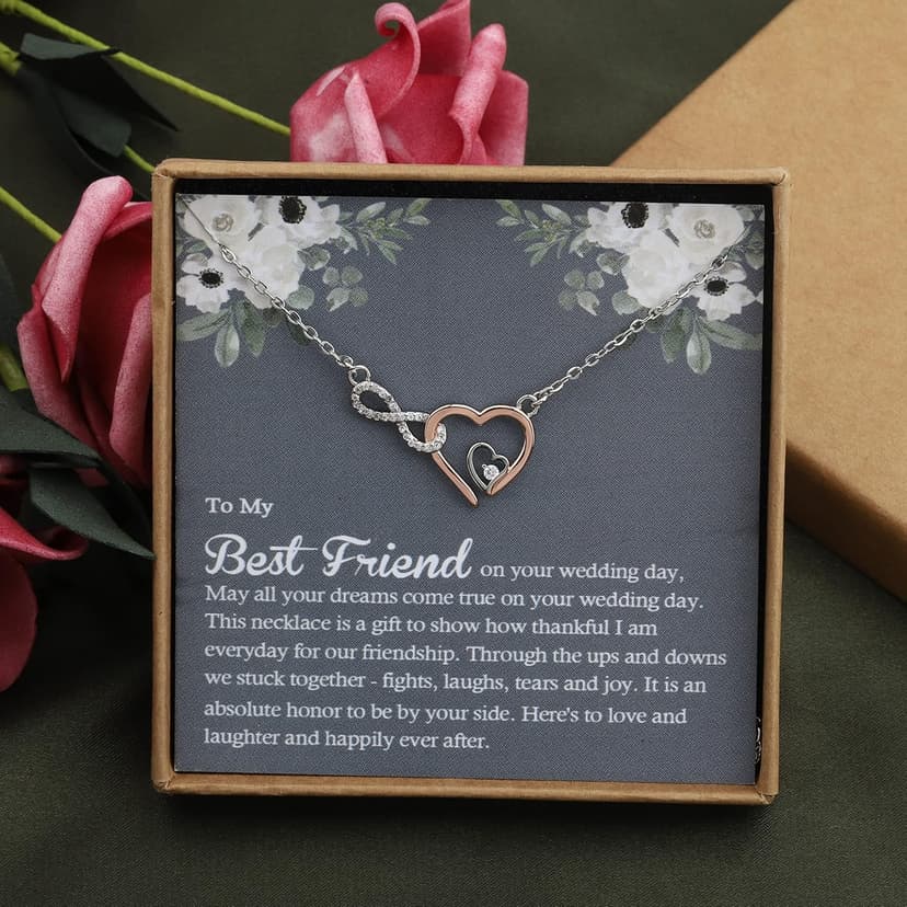 OKEYCH BestFriend Gift to Bride, To My Best Friend On Her Wedding Day Necklace, Bride Gift From Maid of Honor, Wedding Present