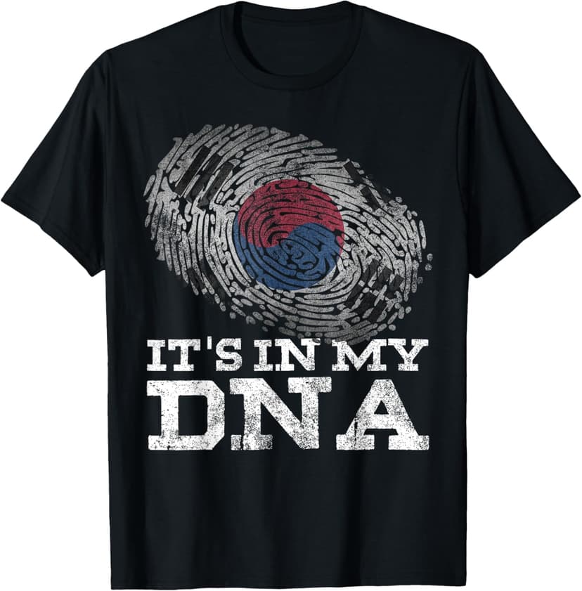 Distressed Proud South Korean Apparel and Outfits It's In My DNA South Korean Shirt Asian Gifts Korean Flag T-Shirt