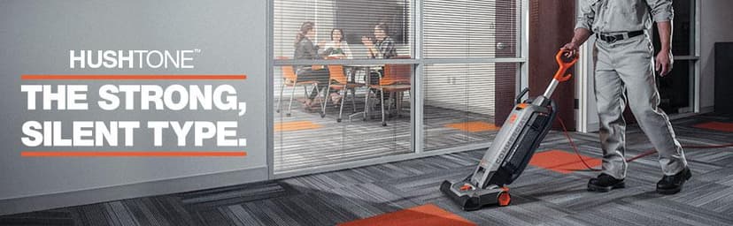 Hoover Commercial HushTone 13-Inch 2-Speed Upright Vacuum Cleaner with IntelliBelt, Quiet Bagged HEPA Filtered Professional Rated, 40-Foot Long Cord, CH54113, Gray/Orange