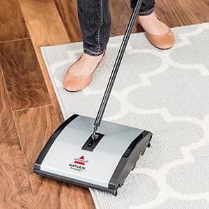 Bissell Natural Sweep Carpet and Floor Sweeper with Dual Brush Rotating System and 2 Corner Edge Brushes, 92N0A, 4.2 lb.