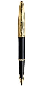Waterman Expert Fountain Pen Gloss Black with 23k Gold Trim Fine Nib Gift Box