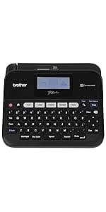 Brother P-touch Label Maker, PC-Connectable Labeler, PTD600, Color Display, High-Resolution PC Printing, Black, Black/gray