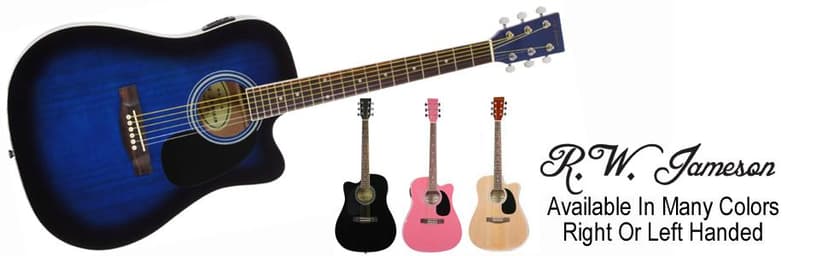 Jameson Guitars Full Size Thinline Acoustic Electric Guitar with Free Gig Bag Case & Picks Black Right Handed