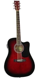 Jameson Guitars Full Size Thinline Acoustic Electric Guitar with Free Gig Bag Case & Picks Black Right Handed