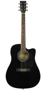 Jameson Guitars Full Size Thinline Acoustic Electric Guitar with Free Gig Bag Case & Picks Black Right Handed