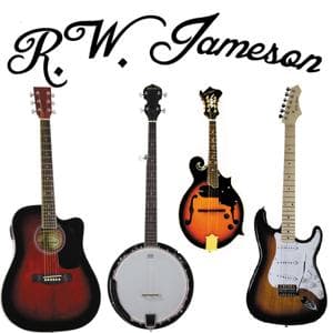 Jameson Guitars Full Size Thinline Acoustic Electric Guitar with Free Gig Bag Case & Picks Black Right Handed