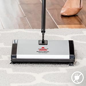 Bissell Natural Sweep Carpet and Floor Sweeper with Dual Brush Rotating System and 2 Corner Edge Brushes, 92N0A, 4.2 lb.