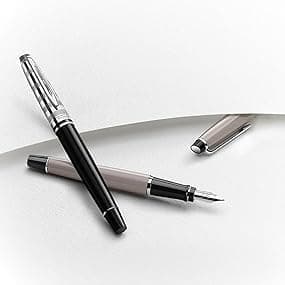 Waterman Expert Fountain Pen Gloss Black with 23k Gold Trim Fine Nib Gift Box