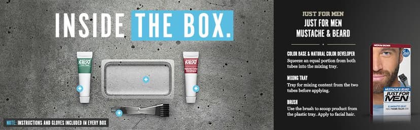 Just for Men Mustache & Beard, Beard Dye for Men with Brush Included, With Keratin Biotin Aloe and Coconut Oil for Healthy Facial Hair - Dark Brown, M-45, Pack of 3 (Packaging May Vary)