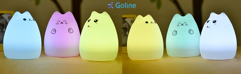 GoLine Cat Lamp, Cute Kitty Night Light, Gifts for Women Teen Girls Baby, Night Lights for Kids Bedroom, Cute Christmas Kitty Silicone Nightlights for Children Toddler.