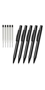 Cambond Ballpoint Pens Bulk Pens - Sliver Metal Pen Nice Luxury Pens for Men Business Office Police Comfortable Writing Twist Retractable 1.0 mm Medium Point Nice Pen, 5 Pack (Silver)