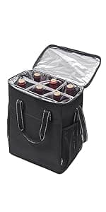 Tirrinia Insulated 2 Bottle Wine Gift Tote Bag - Wine Tumbler Glass Cooler Carrier for BYOB Restaurants, Wine Tasting, Travel, Park, Beach, Great Wine Lover Gift, Blue Stripe