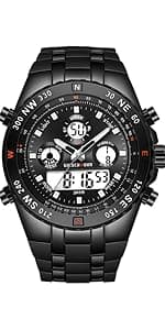 GOLDEN HOUR Mens Watch Fashion Sleek Minimalist Quartz Analog Mesh Stainless Steel Waterproof Chronograph Watches for Men with Auto Date