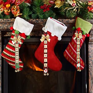 Christmas Ornaments Tree Decorations Personalized Crafts for Girls Adults Kids Kit DIY Ribbon Letter Tiles Bells Rustic Stockings Name Tags Hanging Xmas Decor for Gifts Wreath Room Holiday