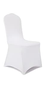 Peomeise Stretch Spandex Folding Chair Cover for Wedding Party Dining Banquet Event (White,12pcs)