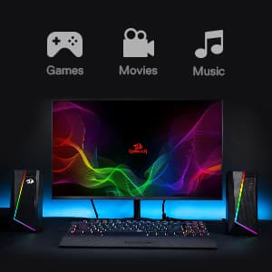 Redragon GS520 RGB Desktop Speakers, 2.0 Channel PC Computer Stereo Speaker with 6 Colorful LED Modes, Enhanced Sound and Easy-Access Volume Control, USB Powered w/ 3.5mm Cable