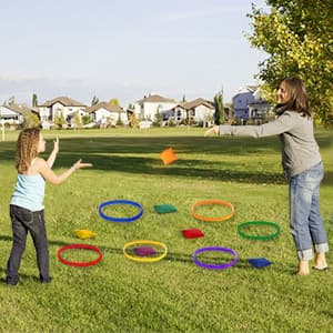 unanscre 31PCS 3 in 1 Carnival Outdoor Games Combo Set for Kids, Soft Plastic Cones Bean Bags Ring Toss Game, Gift for Birthday Party/Xmas