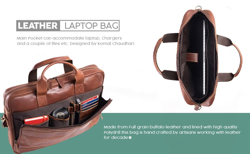 Leather briefcase 18 Inch Laptop Messenger Bags for Men and Women Best Office briefcase Satchel Bag (Tan)