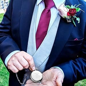 FJ FREDERICK JAMES Wedding Pocket Watches for Groomsman, Best Man, Groom, Father of The Bride & Groom I Silver Engraved I Complete Their Wedding Attire