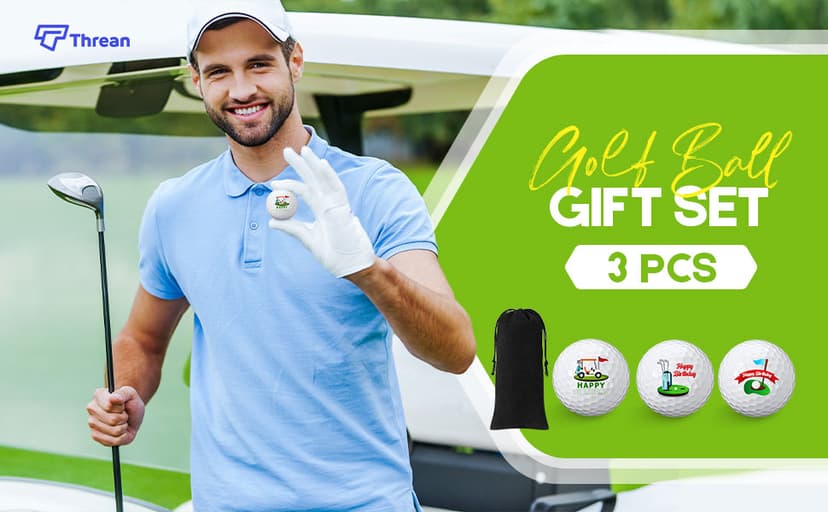 Threan Golf Ball Gift Set Funny Novelty Golfer Present for Men Birthday Dad Golfing Fan One Standard Size Unit