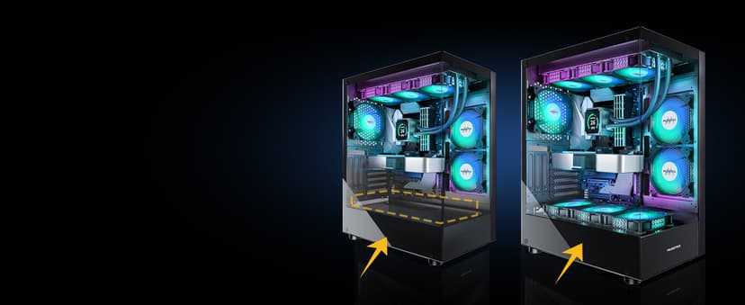 MUSETEX PC CASE ATX 6 PWM ARGB Fans Pre-Installed, Type-C Mid Tower Computer Case with Full-View Dual Tempered Glass, Gaming PC Case,Black(K2)