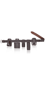 LAUTUS Oil Tanned Leather Tool Pouch Bag | Black | Carpenter, Construction, Framers, Handyman | 10 Pockets, 2 Hammer Holders | 100% Leather