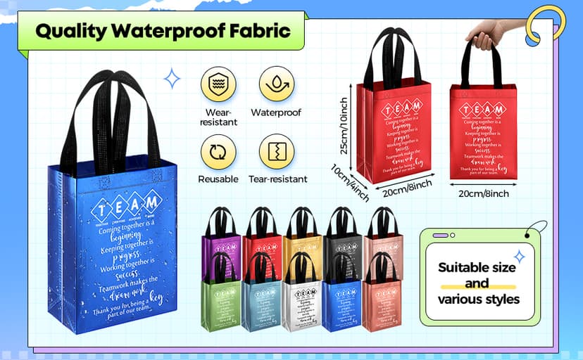 Customer Service Week Employee Appreciation Gifts, Reusable with Handles Gift Bag, Appreciation Gifts Bag For coworker Team Sweetude 25pcs Team Staff Appreciation Thank You Gift Bag Bulk, 10 Colors B0DJVXY2HC