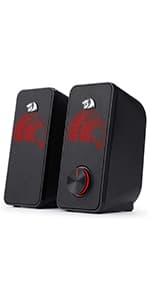 Redragon GS520 RGB Desktop Speakers, 2.0 Channel PC Computer Stereo Speaker with 6 Colorful LED Modes, Enhanced Sound and Easy-Access Volume Control, USB Powered w/ 3.5mm Cable