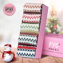 Breathable Premium Wool Blend,Stretchy Cuffs,Cozy House Socks,Outdoor Winter & Boot Socks,Gifting & White Elephant Exchanges FYC Socks for Women Winter Thick Warm Wool Socks Cozy Crew Christmas Gift B07YFLTR2L