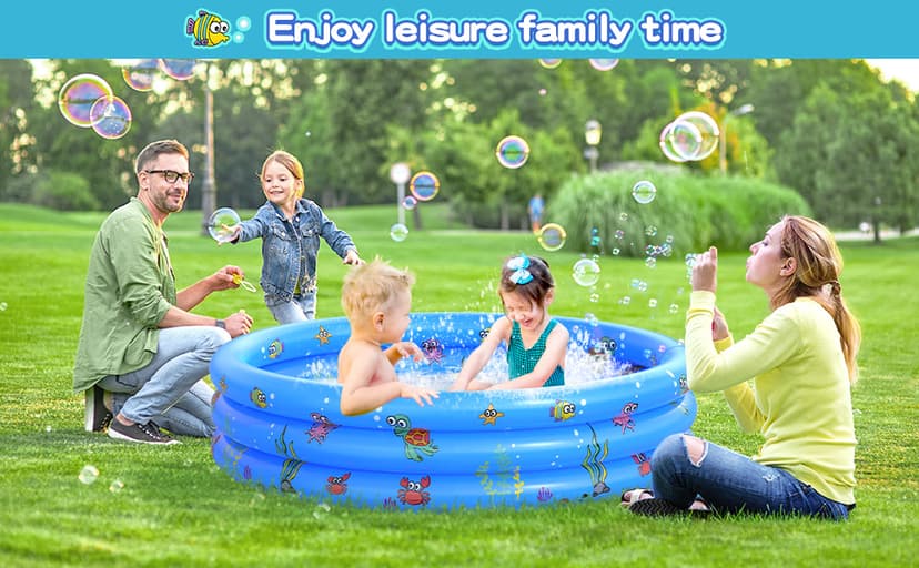 Garden Round Inflatable Baby Swimming Pool, Portable Inflatable Child/Children Little Pump Pool,Kiddie Paddling Pool Indoor&Outdoor Toddler Water Game Play Center for Kids/Girl/Boy