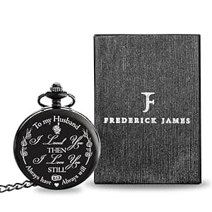 FJ FREDERICK JAMES Anniversary Gift's for Men - Engraved ‘to My Husband’ Pocket Watch | Anniversary Gift's for Him I Love You Gift for Husband for Birthday I Valentines