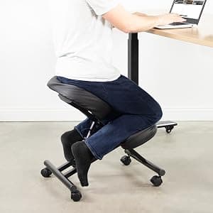Ergonomic Kneeling Chair, Adjustable Stool for Home and Office - Improve Your Posture with an Angled Seat - Thick Comfortable Moulded Foam Cushions - Brake Casters