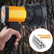 BUYSIGHT BUYSIGHT Rechargeable Spotlight,Spot Lights Hand held High lumens Large Flashlight Handheld Spotlight Lightweight and Super Bright Flashlight (Aluminium_Alloy Golden)