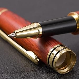 3 Pcs Wooden Pens Set with Gift Case/Best Writing Fountain Fancy Ballpoint Pen and Luxury Gel Pen with Ink Refills, Promotional Business Designer Pens