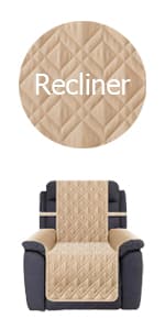 Ameritex Waterproof Nonslip Recliner Cover Stay in Place, Dog Chair Cover Furniture Protector, Ideal Recliner Slipcovers for Pets and Kids (Beige, 23")