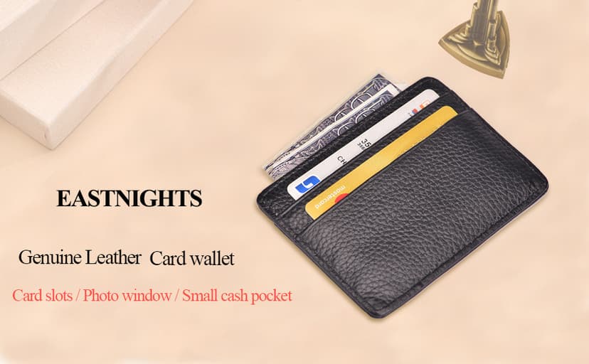 EASTNIGHTS Credit Card Holder Slim Wallet Leather Minimalist Wallet with ID Window