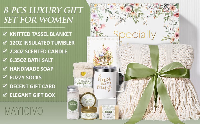 Self Care Gifts for Women Get Well Soon Gifts, Birthday Gifts for Women Care Package, Sympathy Gift Baskets Spa Gifts Set, Thinking of You Christmas Inspirational Gifts for Mom Her Friend Sister Wife