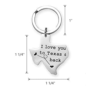 Texas Keychain Long Distance Relationships Gifts I Love You to Texas and Back
