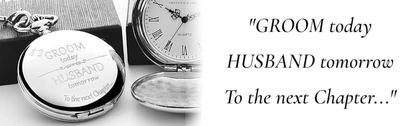 FJ FREDERICK JAMES Wedding Pocket Watches for Groomsman, Best Man, Groom, Father of The Bride & Groom I Silver Engraved I Complete Their Wedding Attire