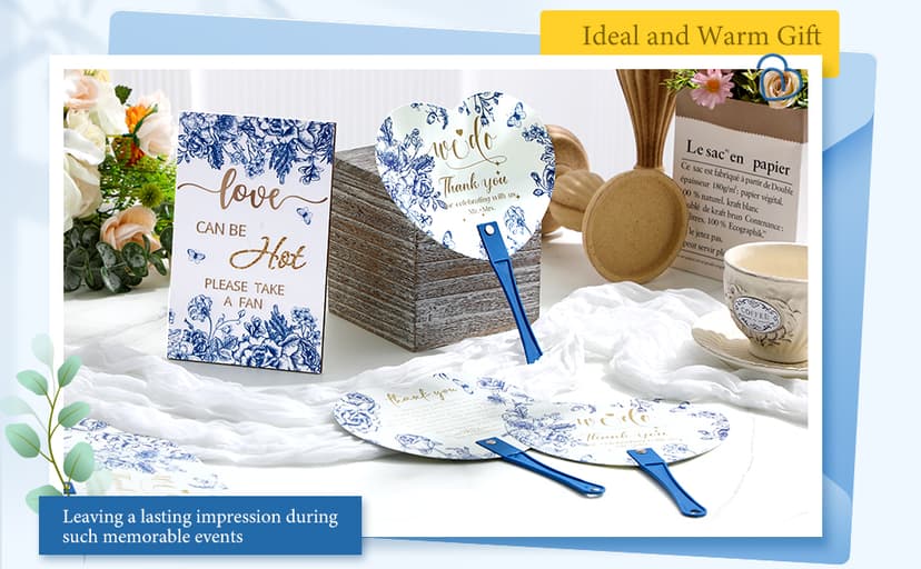 Roowest 101 Pcs Wedding Fans Gifts for Guests 100 Pcs Wedding Hand Plastic Fans and a Table Sign for Bridal Shower Party Favor Appreciation(Wood,Retro Lace)