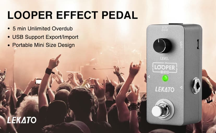 LEKATO Guitar Looper Effect Pedal Loop Pedal 5 Minutes Looping Time Looper Pedal ONE Looper Unlimited Overdubs