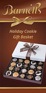 Barnetts Christmas Holiday Thanksgiving Cookies Gift Basket, 20 Gourmet Chocolate Covered Cookies Candy for Father, Son, Husband, Brother, Grandfather Food Delivery, Treats Baskets Gifts Ideas for Dad, Grandma, Friends, Co-workers