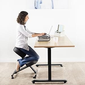 Ergonomic Kneeling Chair, Adjustable Stool for Home and Office - Improve Your Posture with an Angled Seat - Thick Comfortable Moulded Foam Cushions - Brake Casters