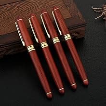 3 Pcs Wooden Pens Set with Gift Case/Best Writing Fountain Fancy Ballpoint Pen and Luxury Gel Pen with Ink Refills, Promotional Business Designer Pens