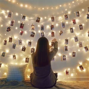 LECLSTAR 50 LED Photo Clips String Lights, 17ft with Remote - 8 Modes Fairy Lights to Clip on Pictures, Photos, Cards