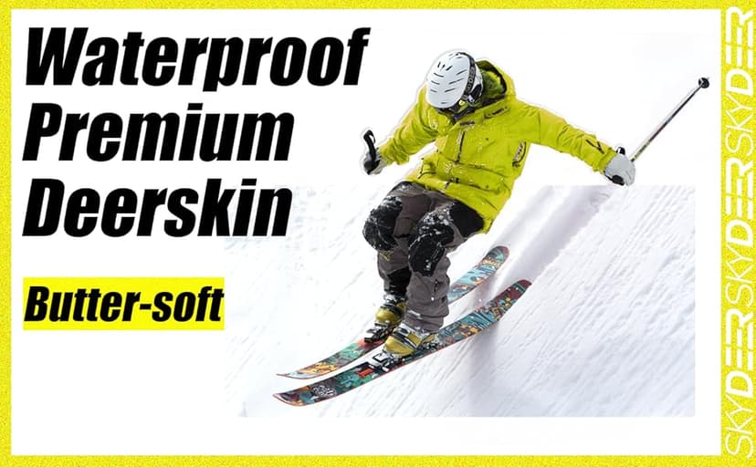 SKYDEER Waterproof and Windproof Genuine Deerskin Leather Ski Gloves with 150G 3M Thinsulate Insulation (SD8648T)