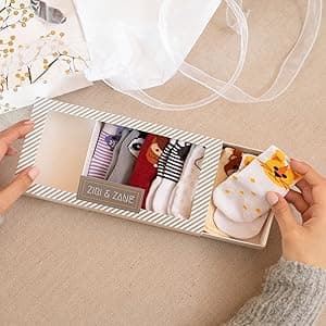 ZIRI & ZANE Baby Sock Gift Set - 7 Unique Pairs, Cute & Funny Unisex Newborn Gifts for Baby Showers & Registries