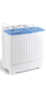SUPER DEAL Small Portable Washing Machine 9.9lb Mini Compact Washer Twin Tub Laundry Machine Top Load Spinning and Washing Combo 6.57 FT Inlet Gravity Drain Hose